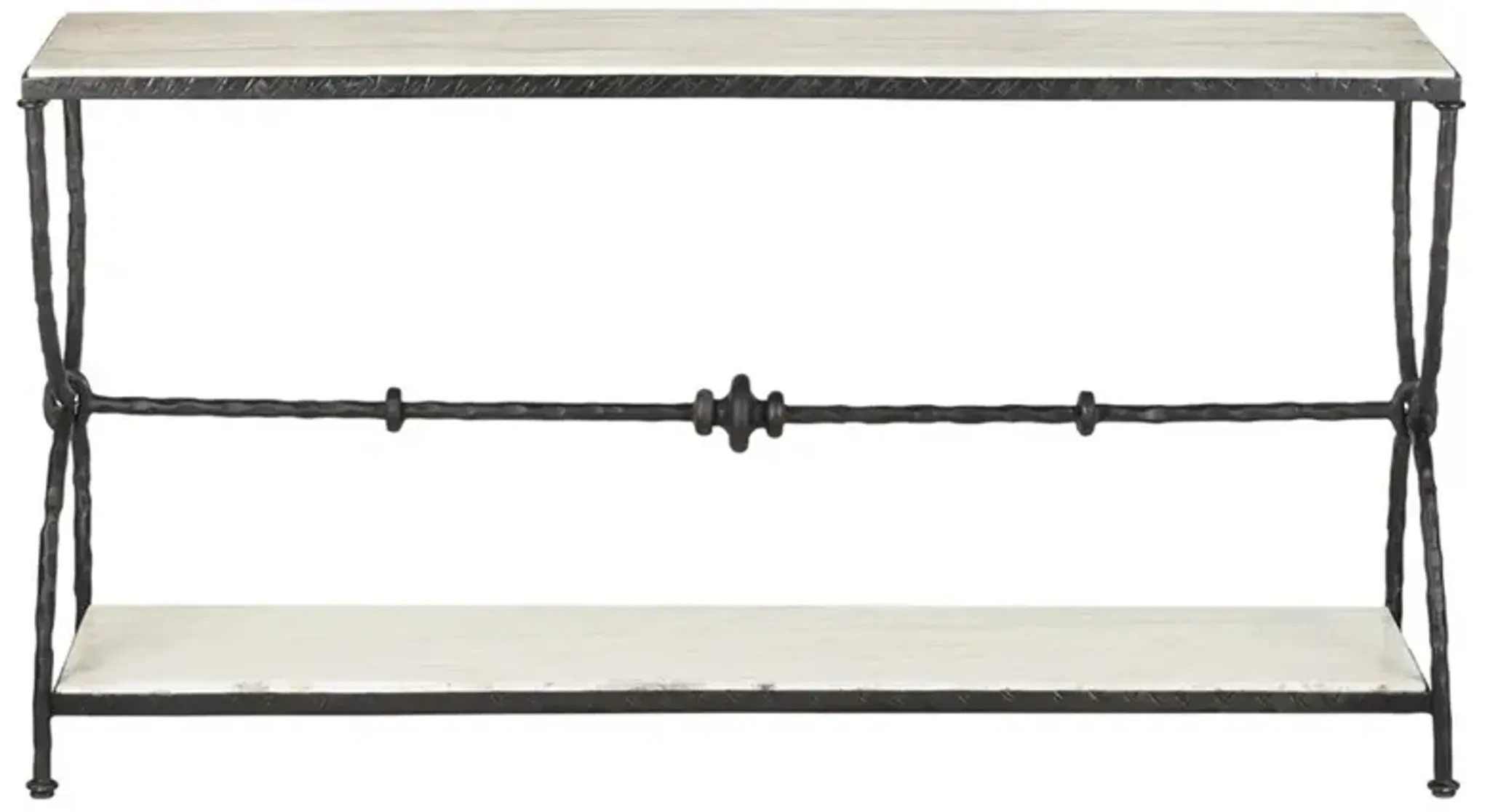 Arlene Updated Traditional White Travertine Bronze Iron Rectangular ...