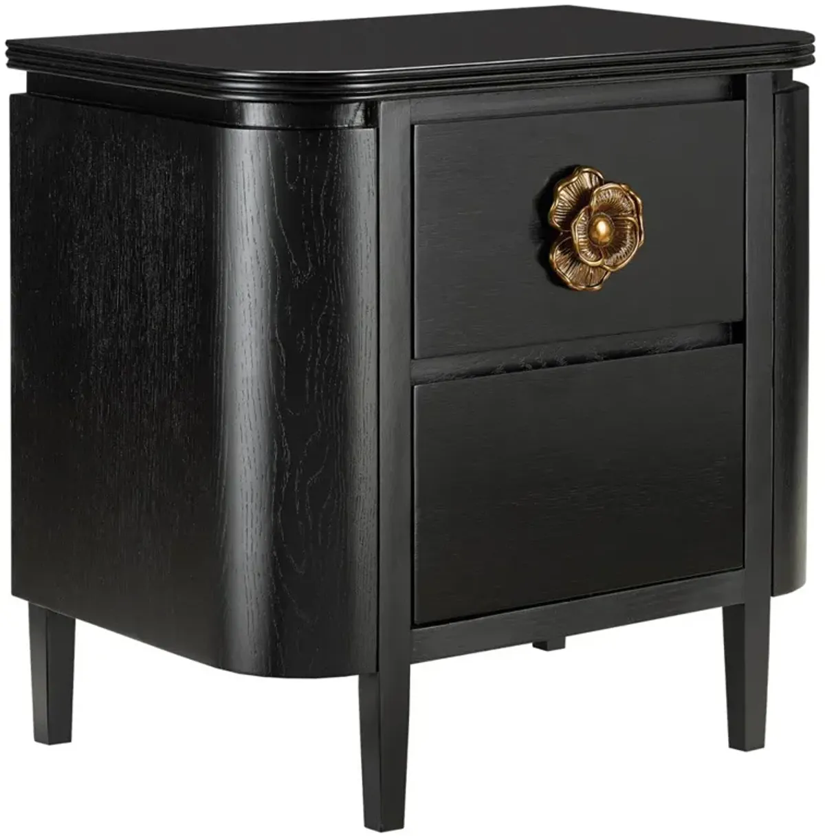 Sazana Modern Classic Black Oak Demilune Nightstand