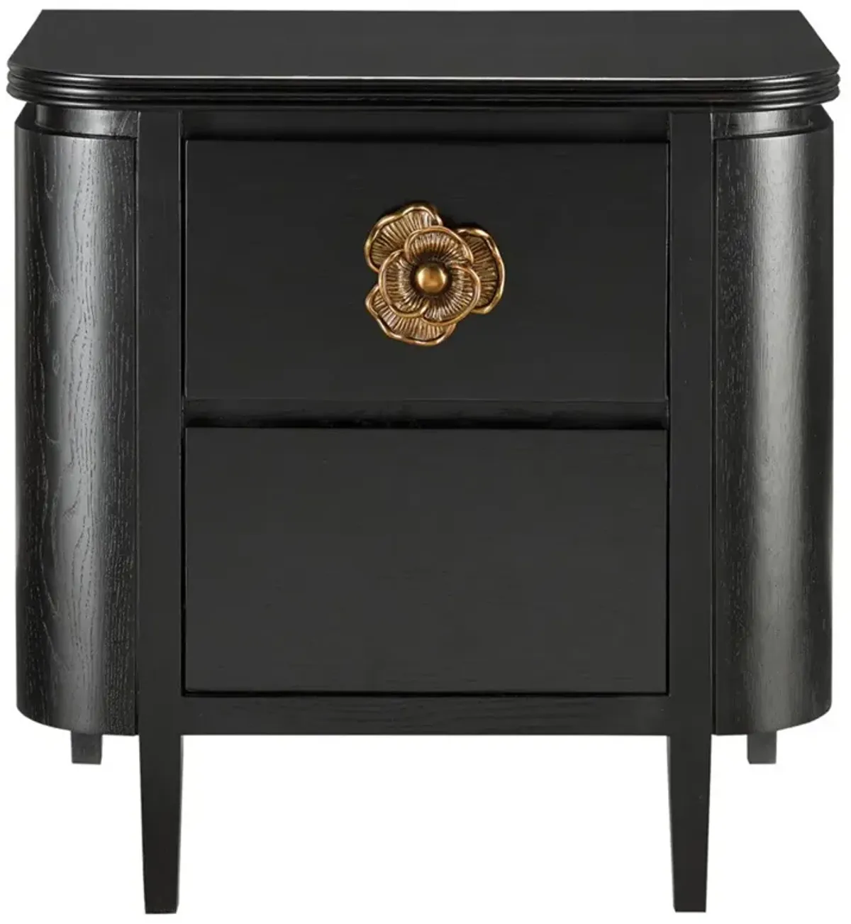 Sazana Modern Classic Black Oak Demilune Nightstand