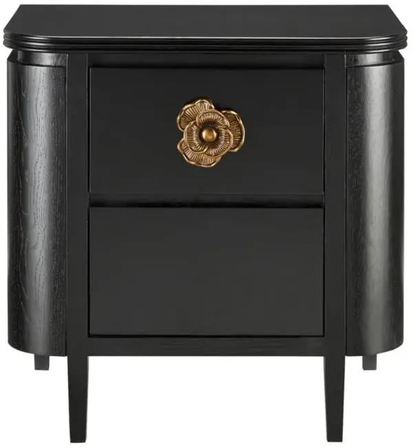 Sazana Modern Classic Black Oak Demilune Nightstand