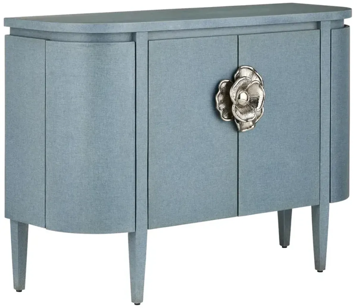 Sazana Modern Classic Blue Linen Oak Demilune Sideboard
