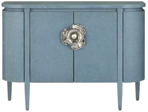 Sazana Modern Classic Blue Linen Oak Demilune Sideboard