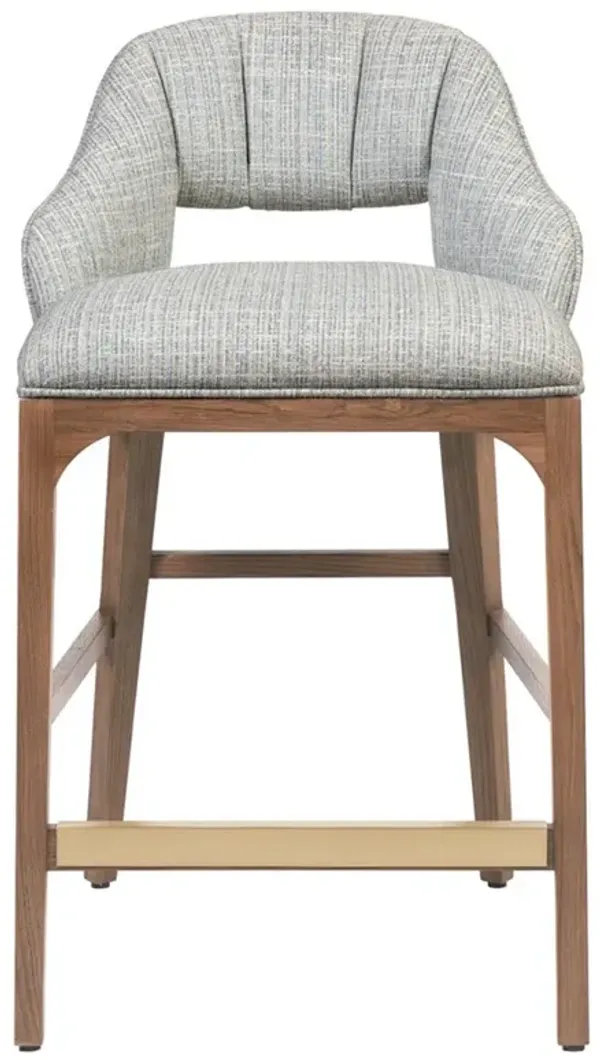 Camila Modern Classic Grey Performance Brown Oak Counter Stool