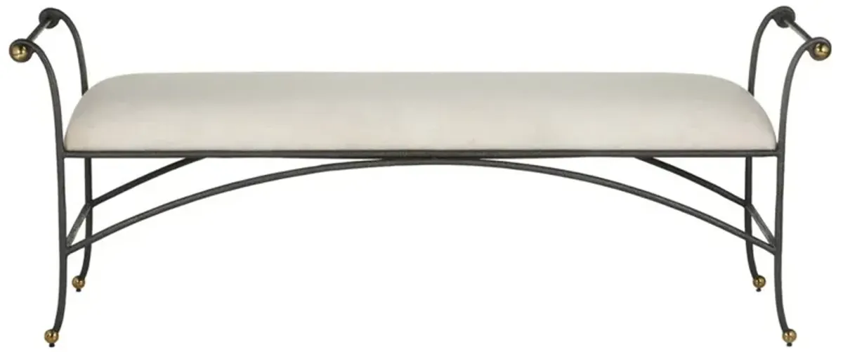 Nicole Updated Traditional Beige Performance Black Steel Bedroom Bench