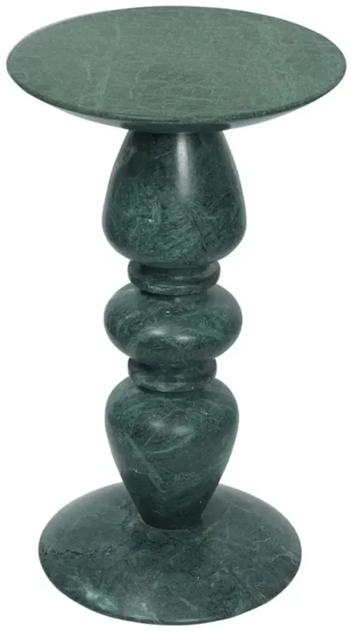 Stanley Updated Traditional Dark Green Marble Round Pedestal Accent Table