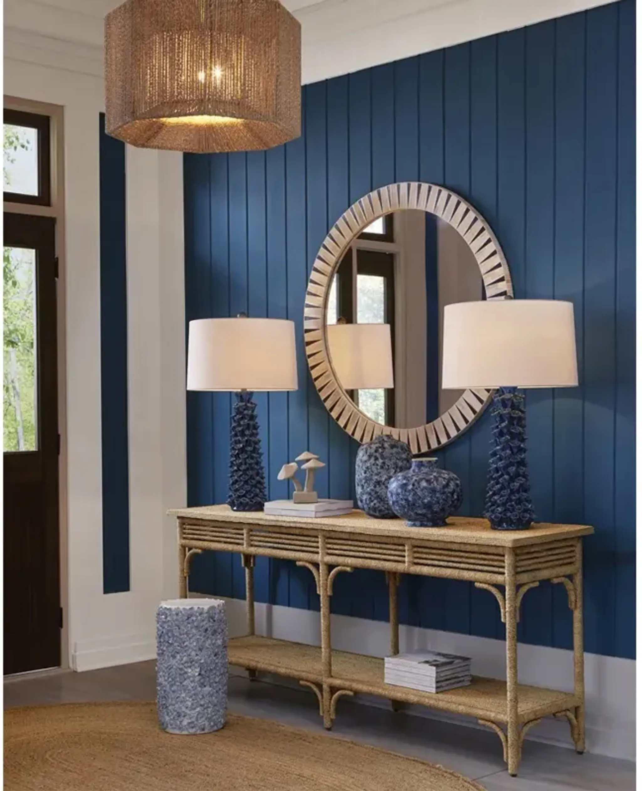 Jesse Coastal Beach Natural Woven Abaca Rectangular Console Table Kathy ...