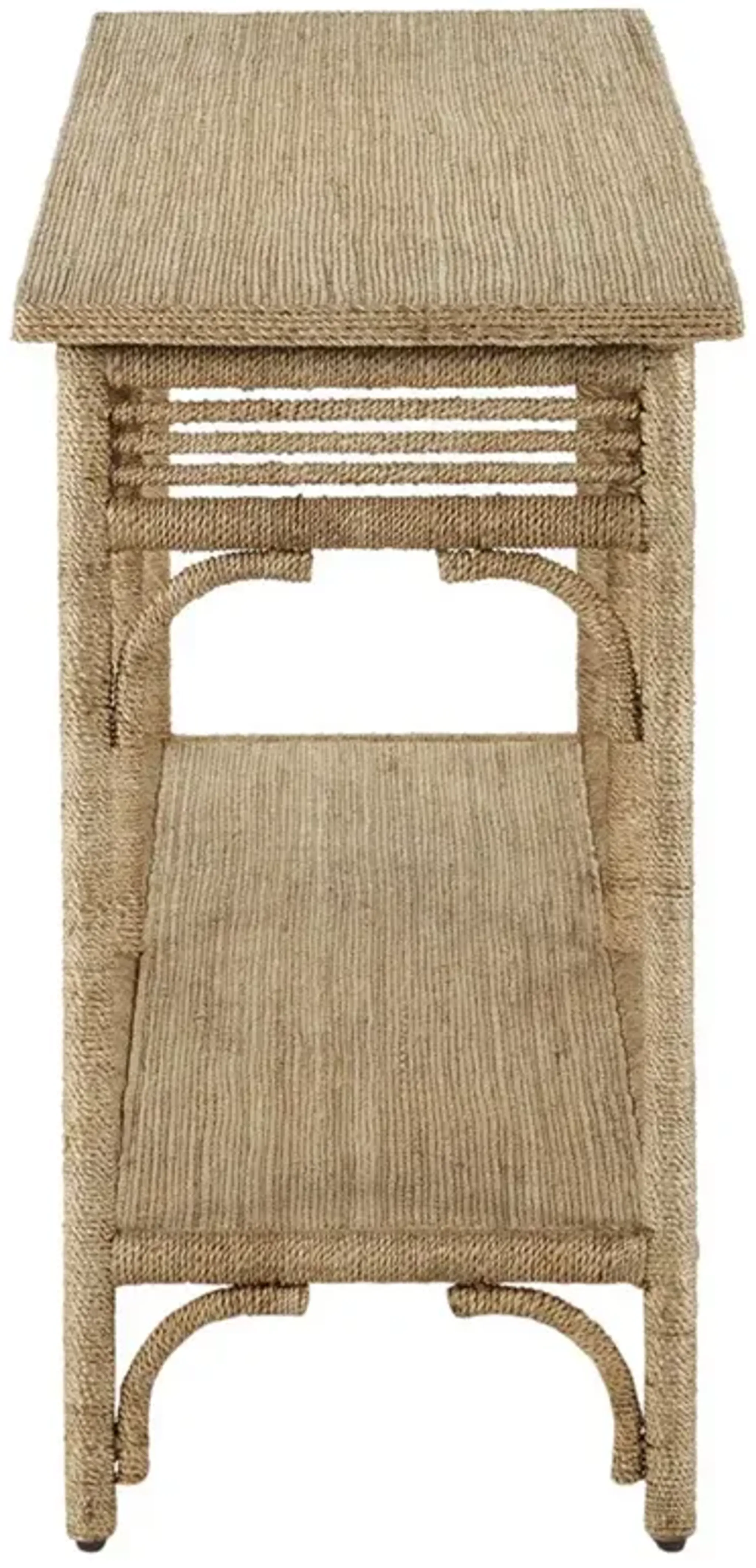 Jesse Coastal Beach Natural Woven Abaca Rectangular Console Table Kathy ...