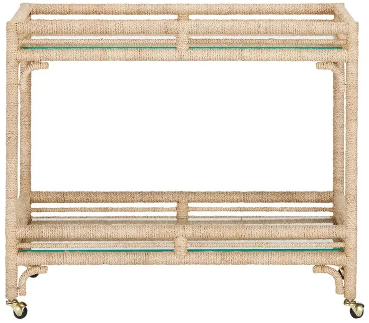 Jesse Coastal Beach Natural Woven Abaca Bar Cart