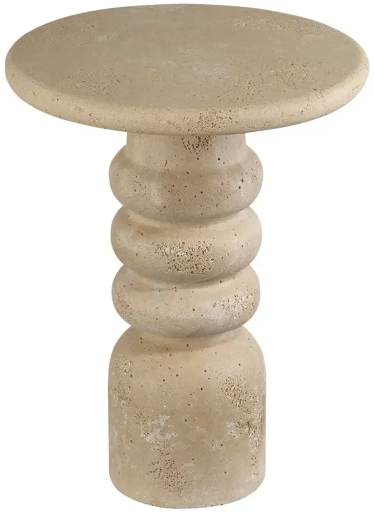 Melanie Modern Classic Beige Concrete Round Pedestal Accent Table