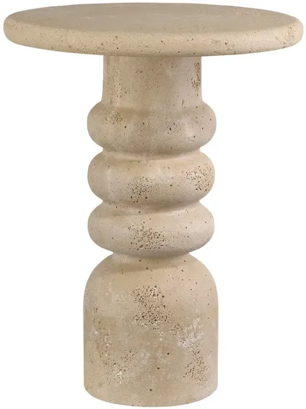 Melanie Modern Classic Beige Concrete Round Pedestal Accent Table