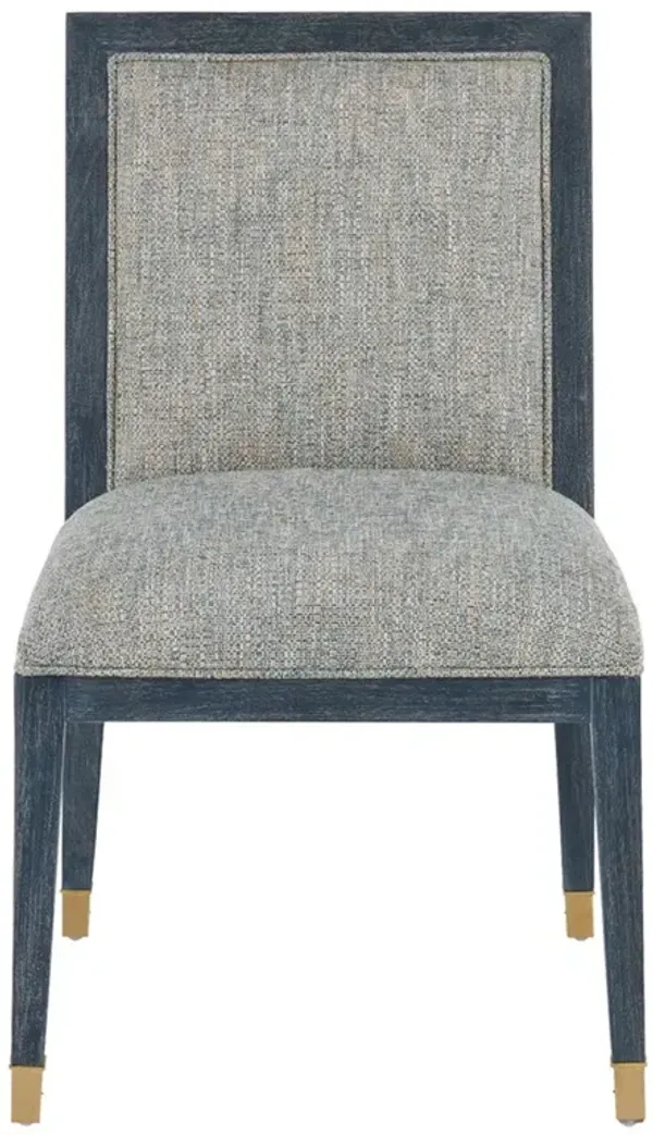 Bella Coastal Beach Grey Performance Blue Rattan Dining Chair