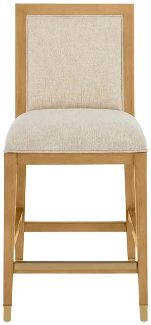 Bella Coastal Beach Beige Performance Natural Rattan Counter Stool