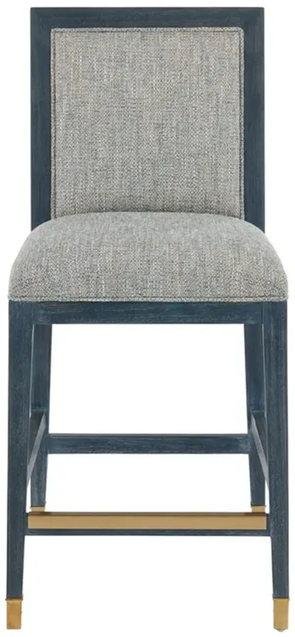 Bella Coastal Beach Grey Performance Blue Rattan Counter Stool