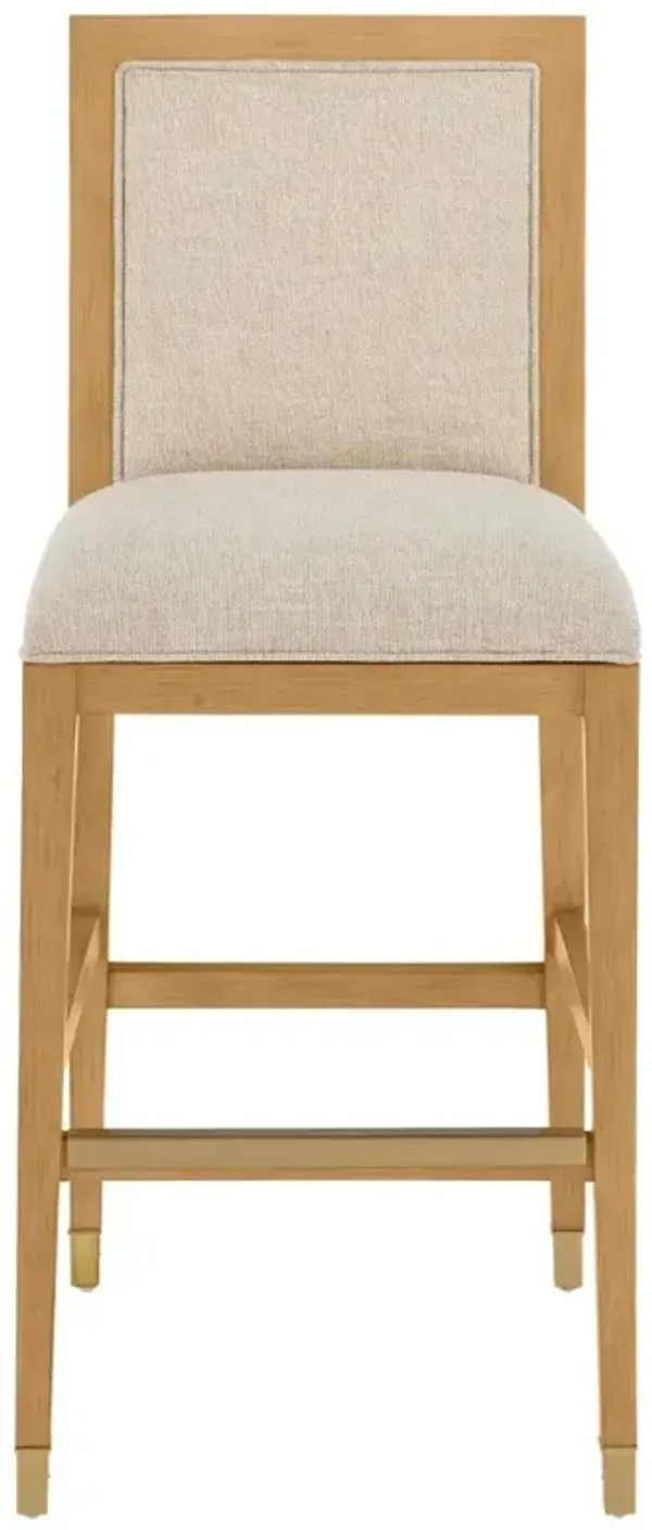 Bella Coastal Beach Beige Performance Natural Rattan Bar Stool