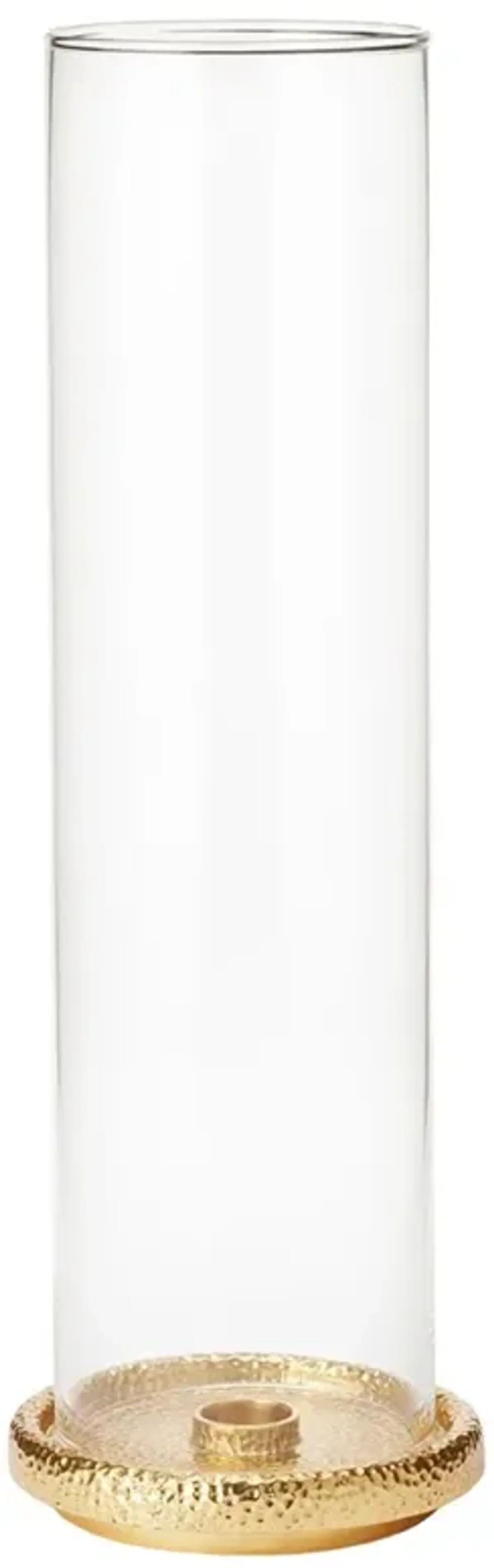 AERIN Tulln Traditional Gold Brass Glass Hurricane Candleholder - Medium