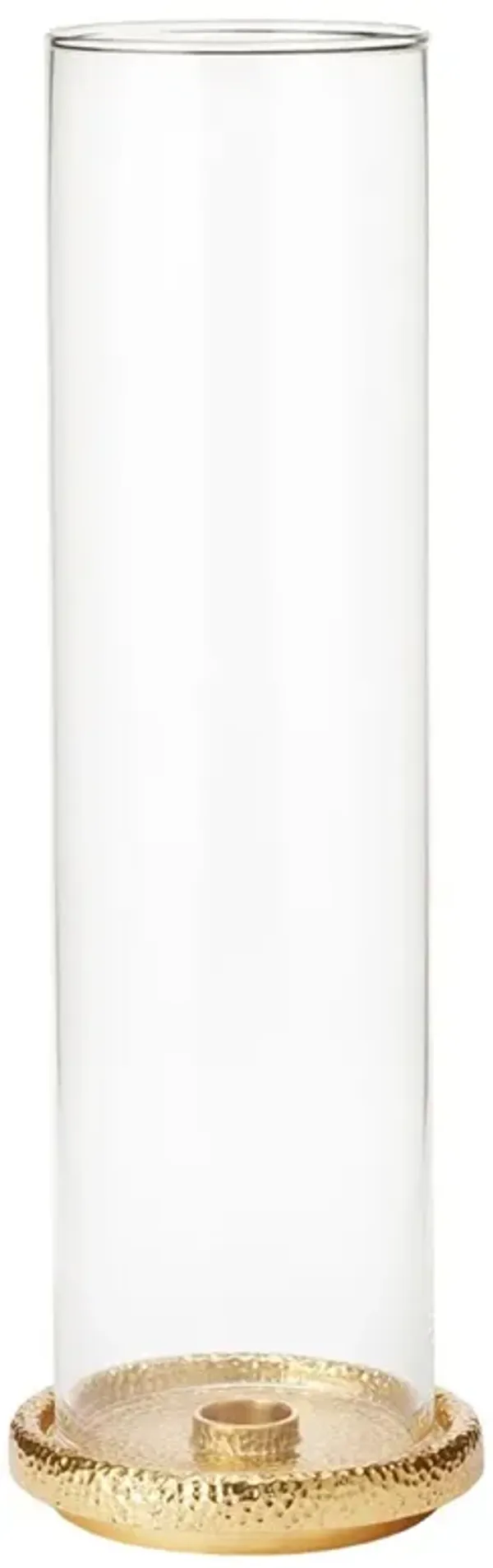 AERIN Tulln Traditional Gold Brass Glass Hurricane Candleholder - Medium