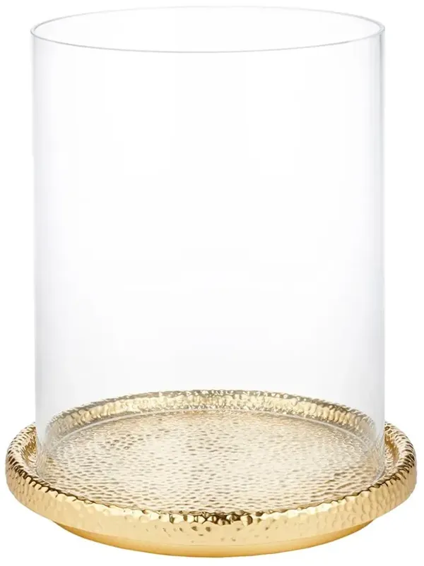 AERIN Tulln Traditional Gold Brass Glass Hurricane Candleholder - Large
