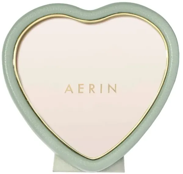 AERIN Piero Modern Classic Eucalyptus Leather Heart Photo Frame - 5x5