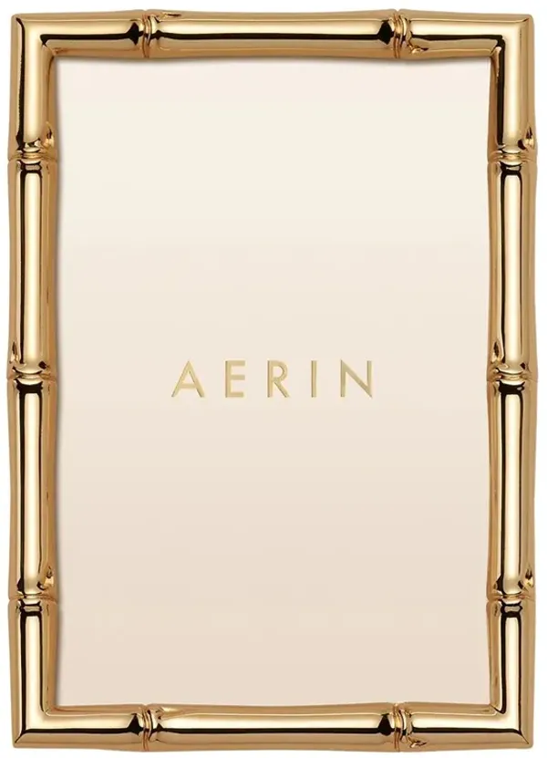 AERIN Ava Coastal Beach Gold Brass Bamboo Photo Frame - 4x6