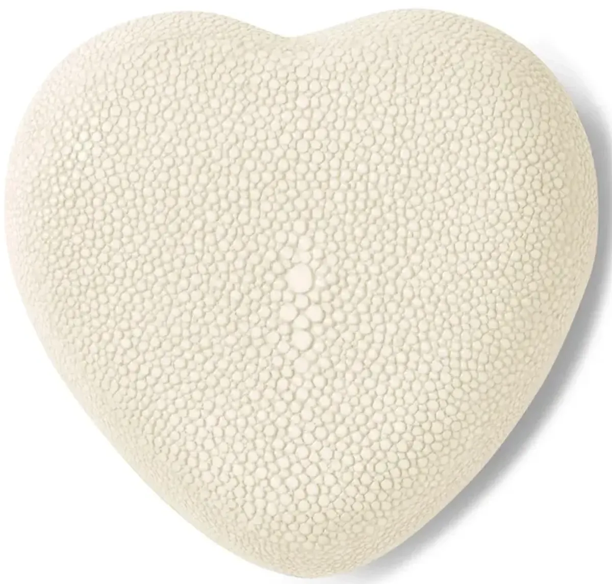AERIN Updated Traditional Cream Embossed Shagreen Heart Decorative Box
