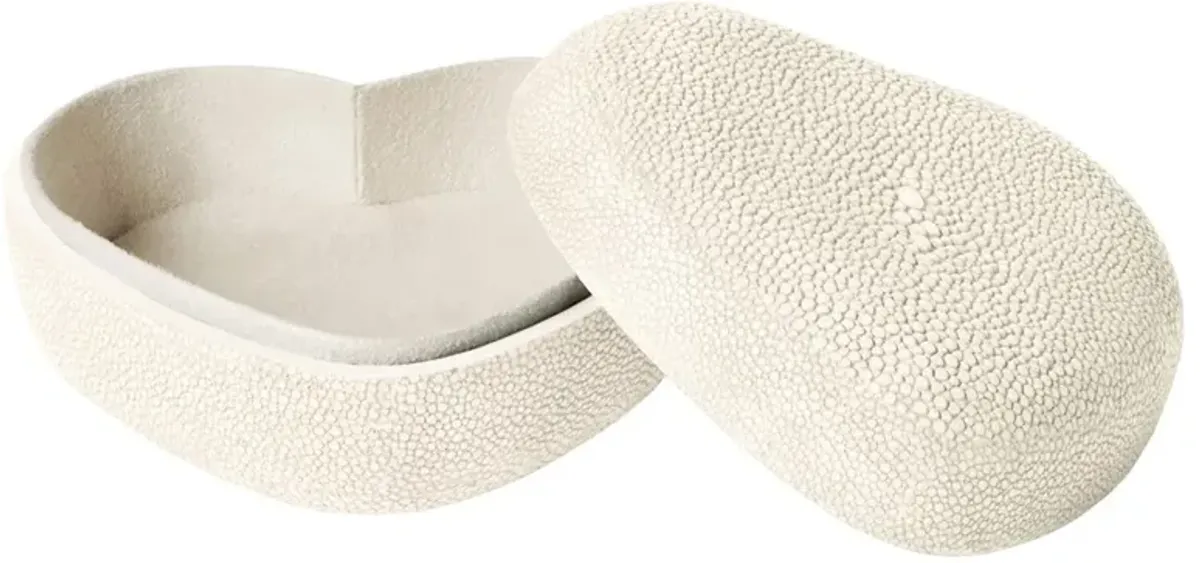 AERIN Updated Traditional Cream Embossed Shagreen Heart Decorative Box