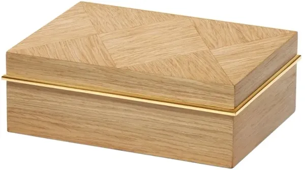 AERIN Marcello Modern Classic Brown Oak Wood Rectangular Decorative Box - Small