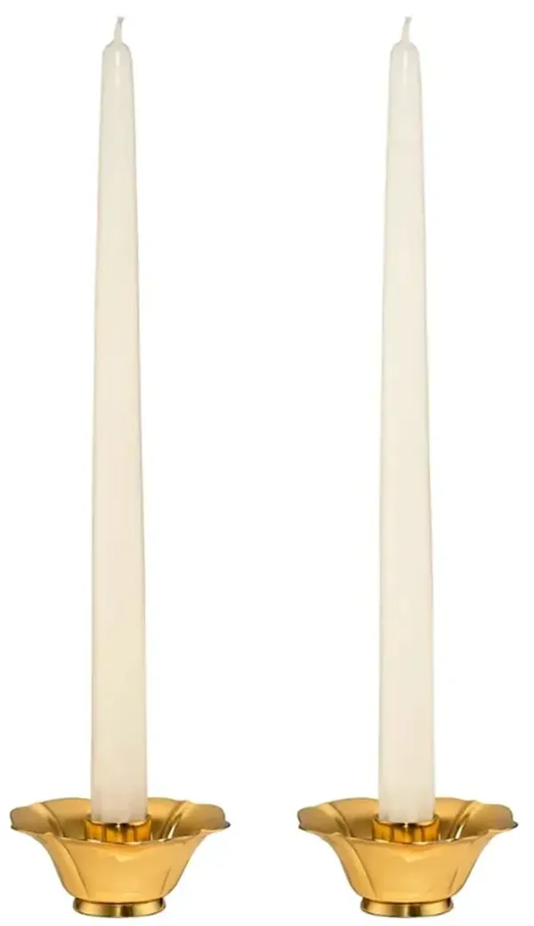 AERIN Olivia Updated Traditional Gold Brass Candlestick Holder - Set of 2