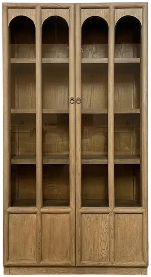 Brienne Modern Classic Brown Reclaimed Wood Arched Display Cabinet