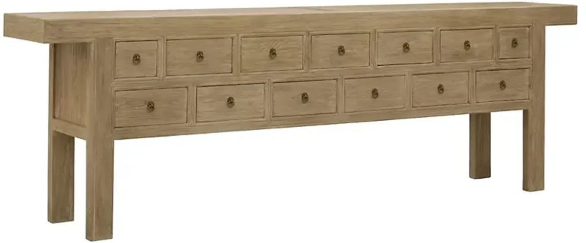 Ian Rustic Lodge Bleached Brown Elm Wood Rectangular Console Table