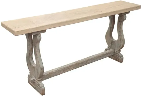Calista French Country Natural Elm Wood Rectangular Console Table