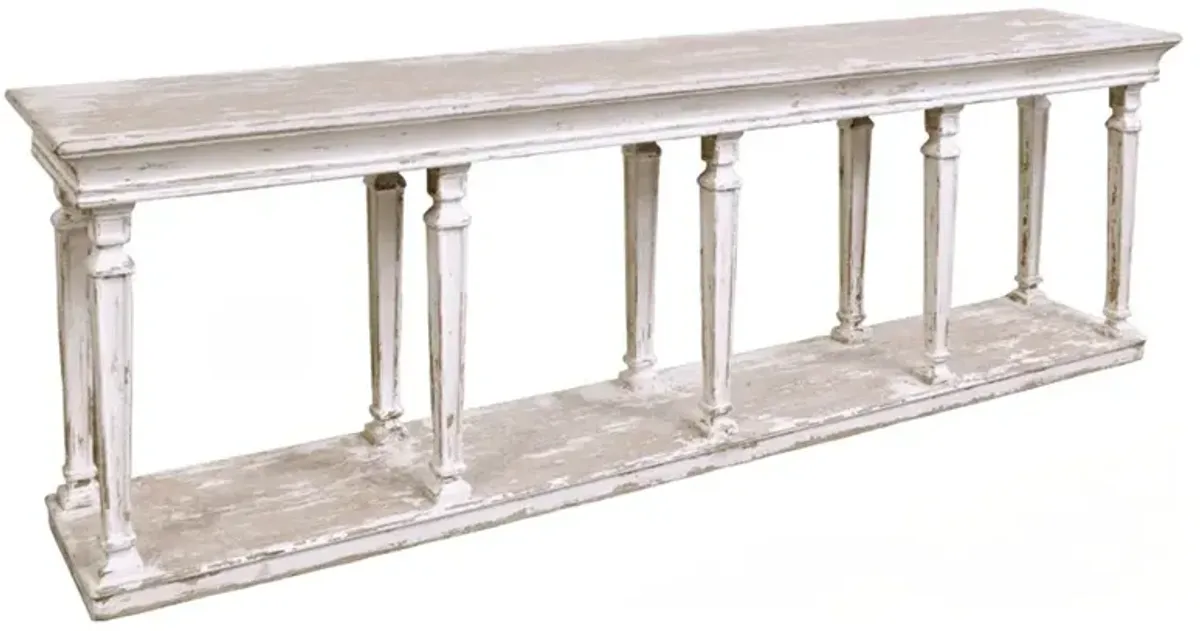 Cambria French Country Antique White Reclaimed Pine Rectangular Console Table