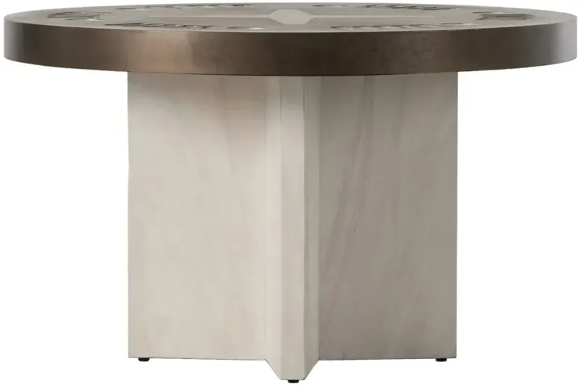 Mateu Rustic Lodge Bleached Wood Round Poker Game Table