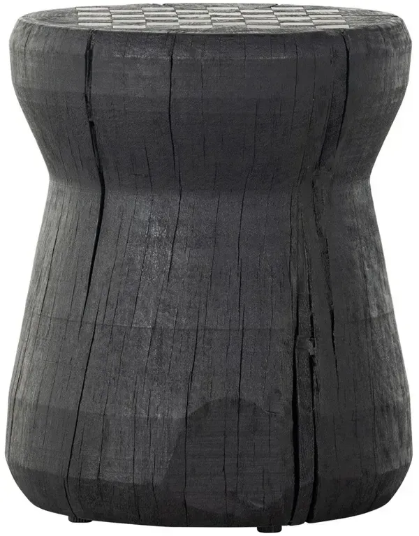 Chester Modern Classic Black Reclaimed Wood Round Chess Game Table