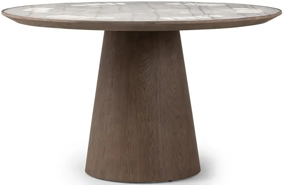 Skylar Modern Classic White Marble Brown Oak Poker Game Table
