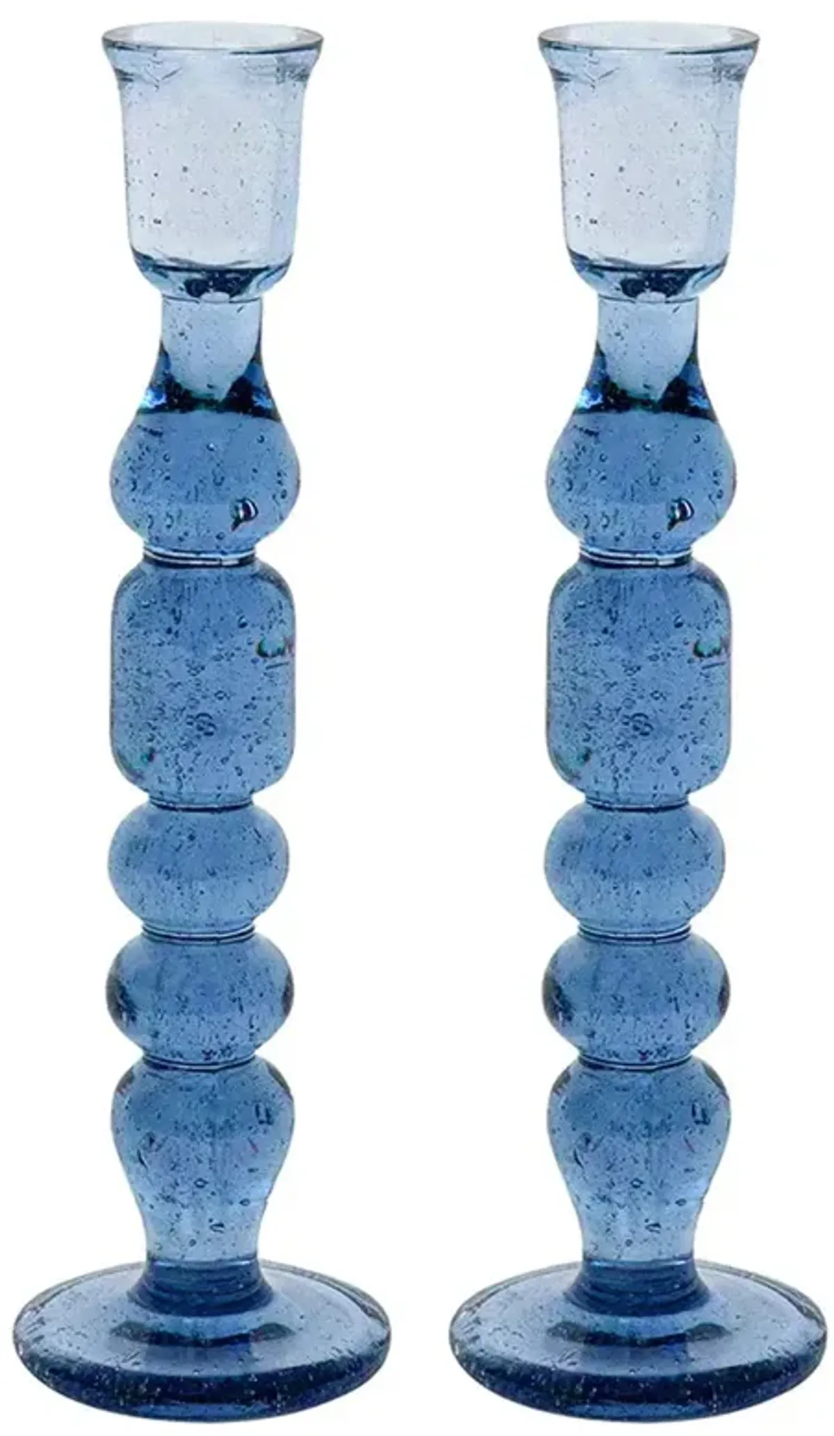 Juliska Provence French Country Chambray Glass 9" Candlestick Holder - Set of 2