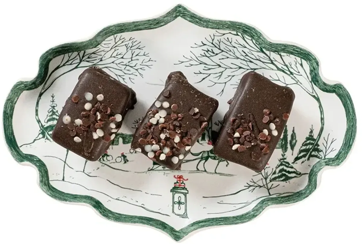 Juliska Country Estate Winter Frolic French Evergreen Ceramic Serving Tray