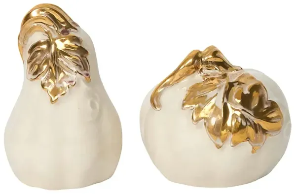 Juliska Forest Walk French Country Gold Ceramic Pumpkin Salt & Pepper Set