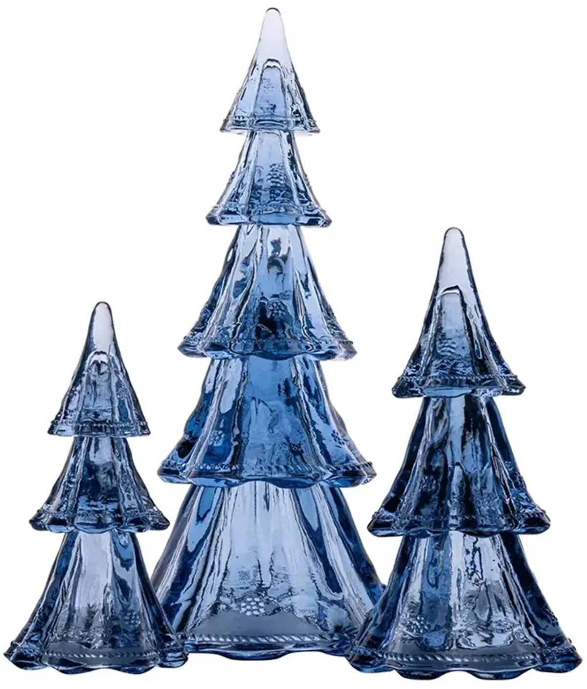 Juliska Berry & Thread Modern Classic Blue 11" Glass Trees - Set of 3