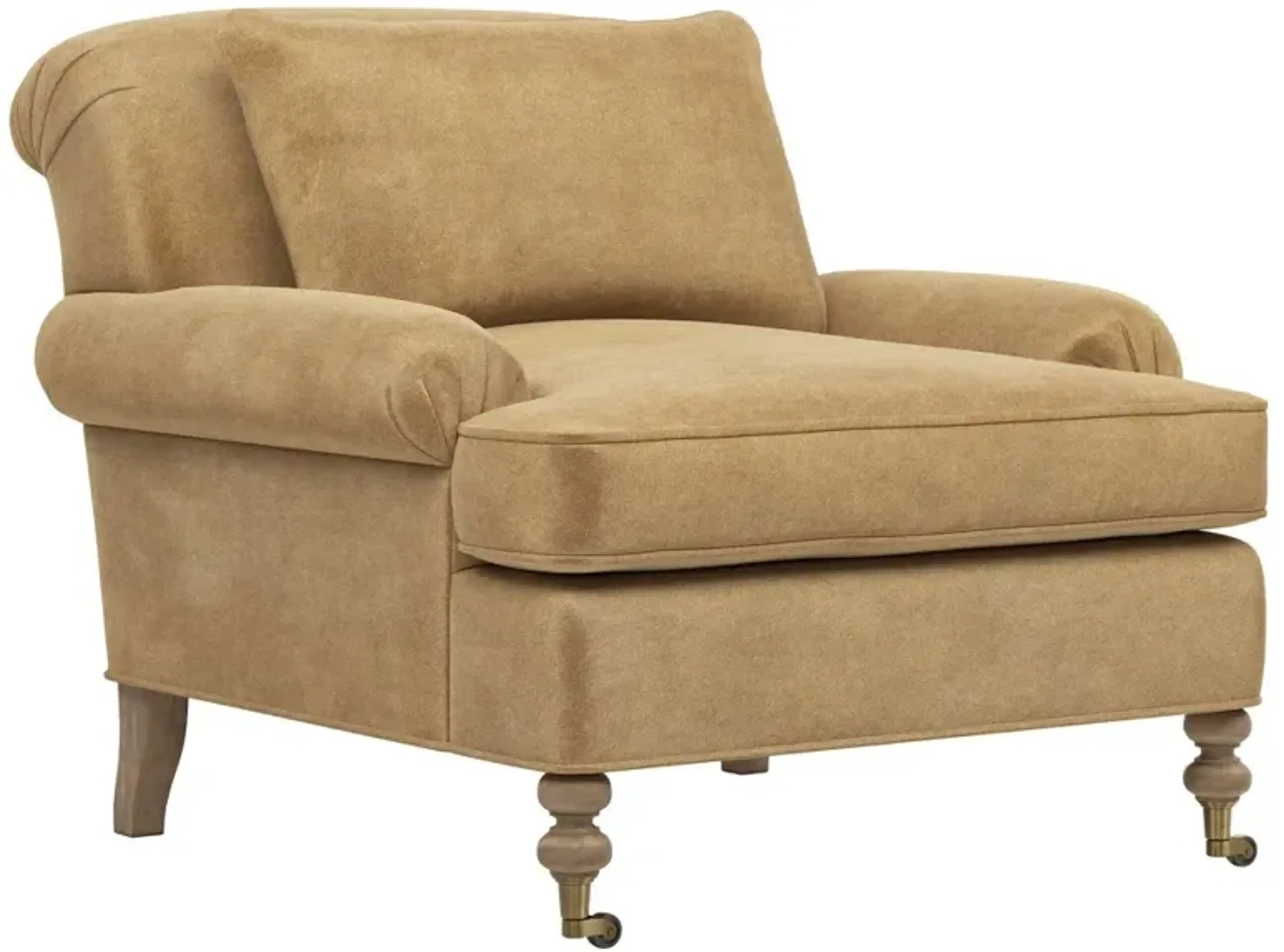 Carter Updated Traditional Brown Performance Velvet Caster Chair And A ...