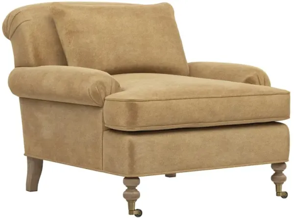 Carter Updated Traditional Brown Performance Velvet Caster Chair and a Half