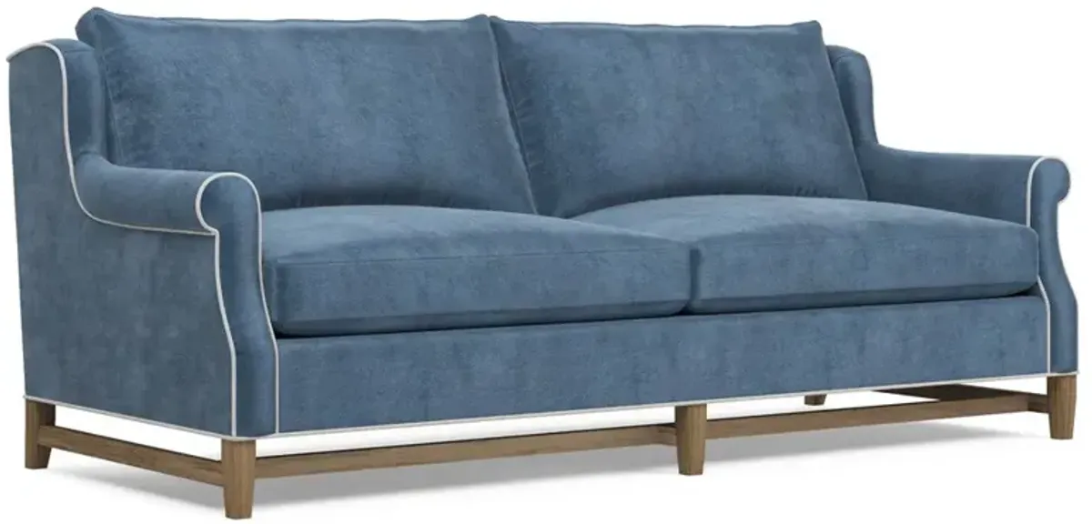 Lowen Updated Traditional Blue Performance Velvet Sofa - 88"
