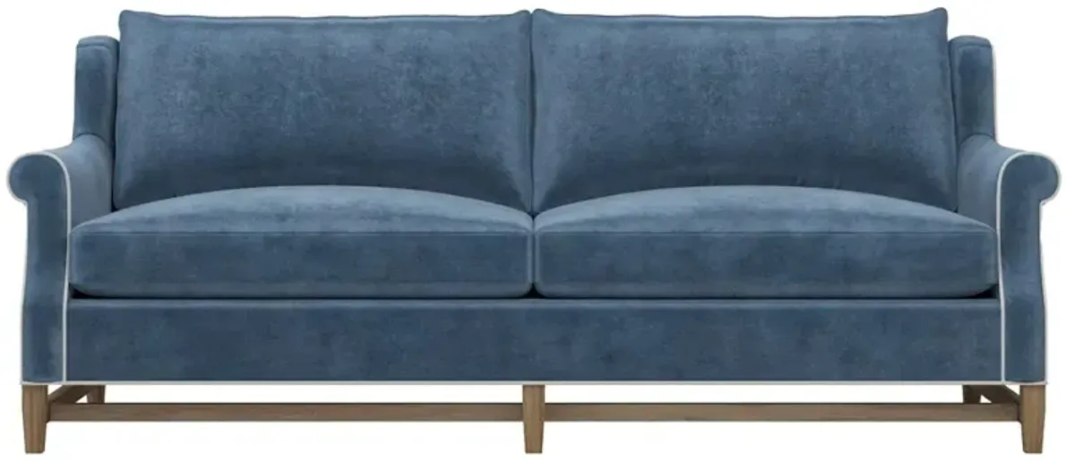 Lowen Updated Traditional Blue Performance Velvet Sofa - 88"