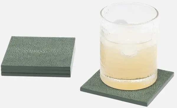 Henry Updated Traditional Juniper Faux Shagreen Square Coaster - Set of 4