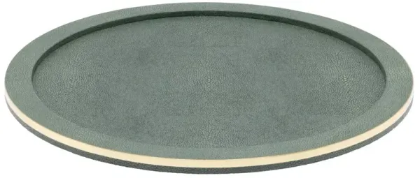 Langston Updated Traditional Juniper Faux Shagreen Round Tray