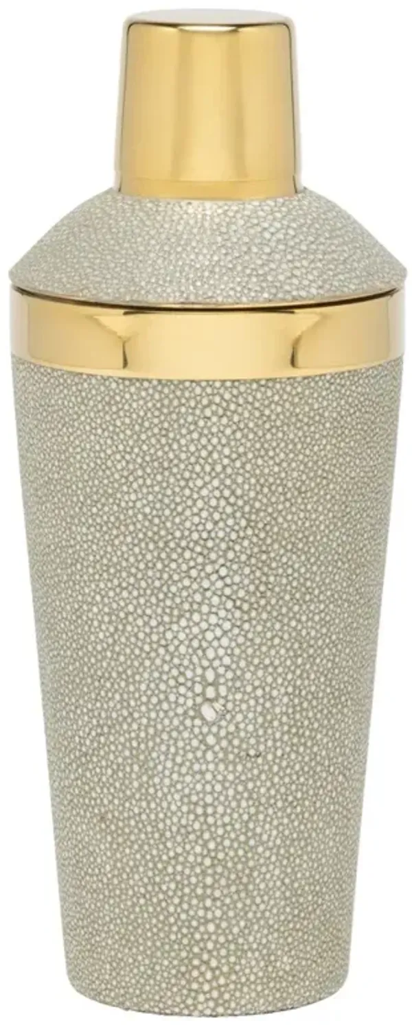 Langston Updated Traditional Sand Faux Shagreen Cocktail Shaker