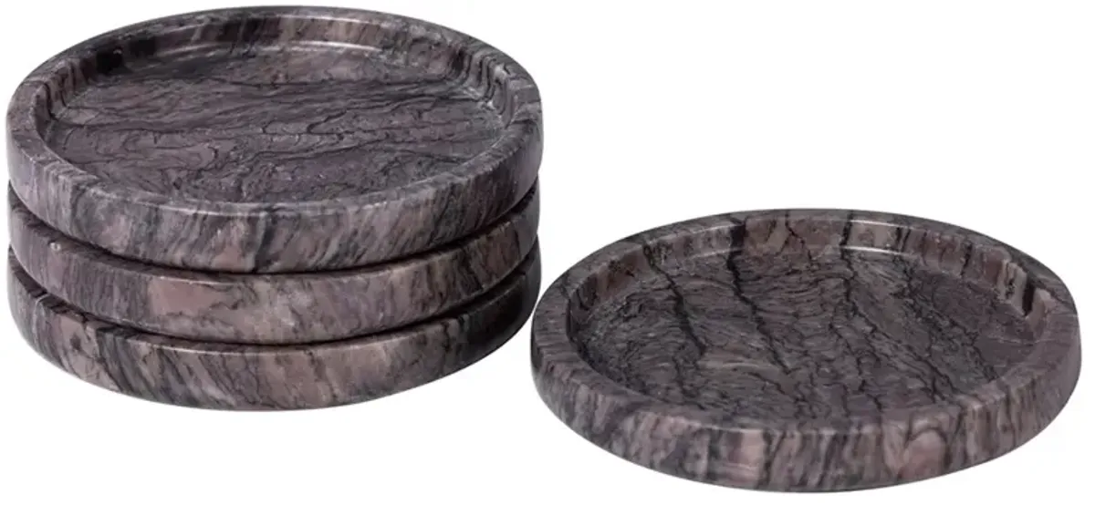 Fabian Updated Traditional Brown Breccia Marble Coaster - Set of 4
