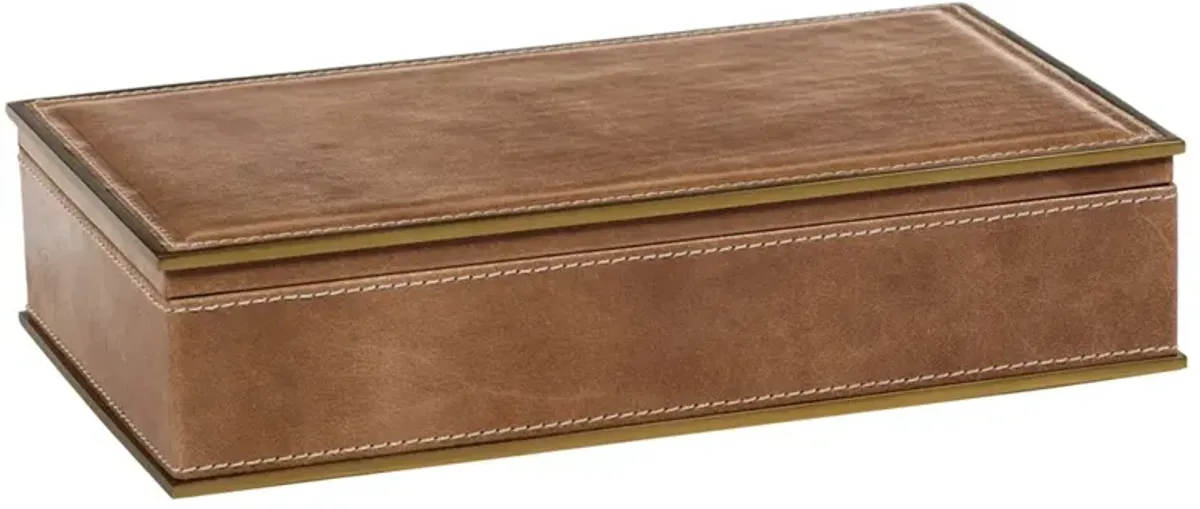 Eron Modern Classic Brown Leather Decorative Box - Large