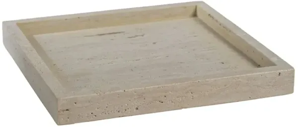 Selene Coastal Beach Beige Travertine Marble Tray