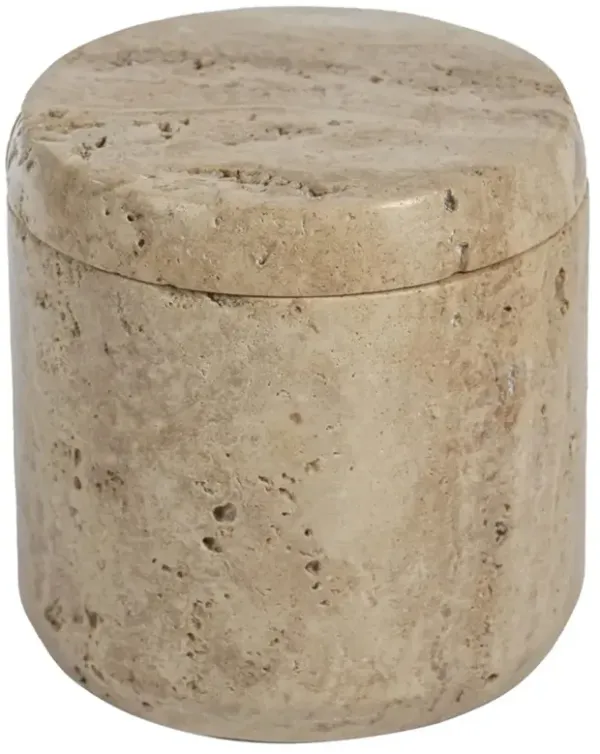 Selene Coastal Beach Beige Travertine Marble Canister
