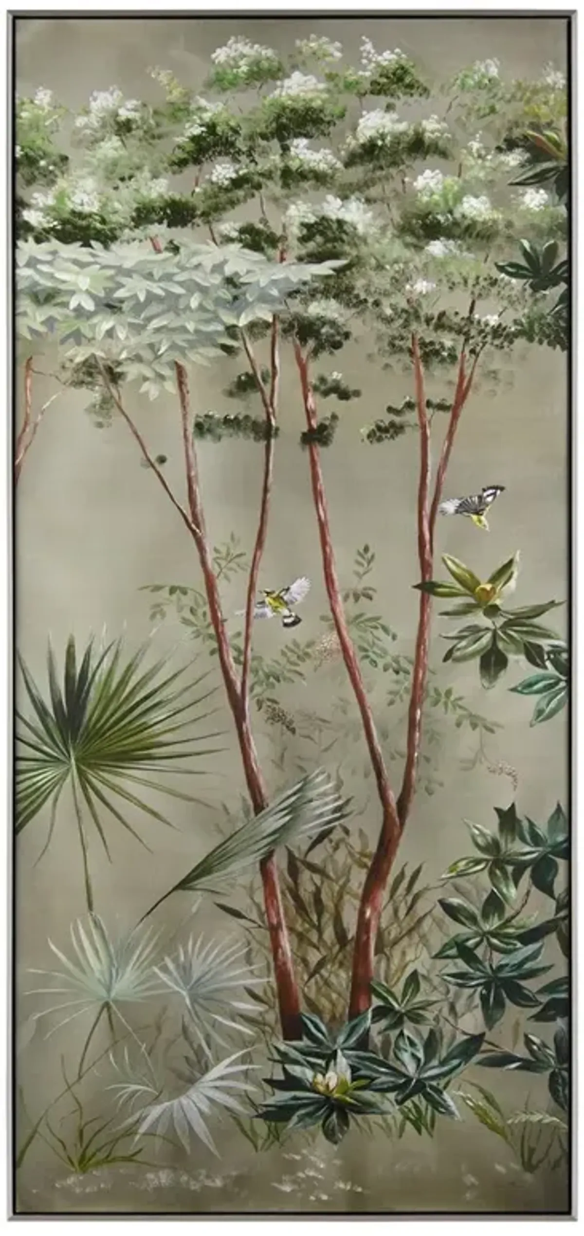John Richard Montrose Vignette Green Botanical Silver Frame Painting I - 90x41